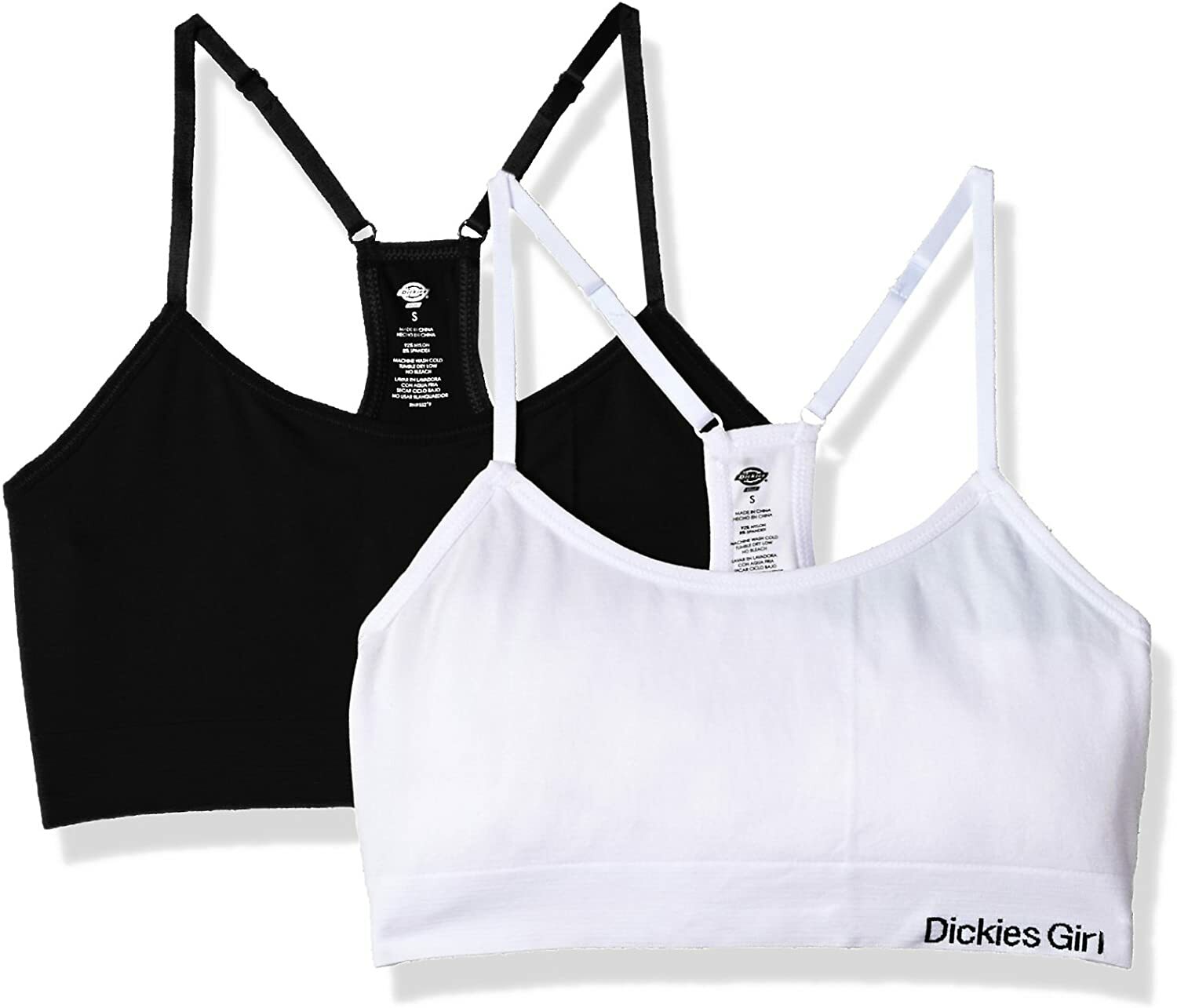 Dickies Girl Women’s Seamless Bralette 2 Pack Bra – Black and White Bra Set-NWT
