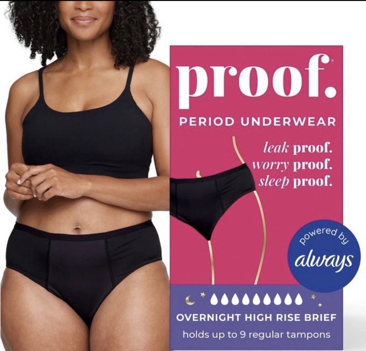 Proof. by Always Women’s High-Rise Briefs, Overnight Absorbency Period L OB