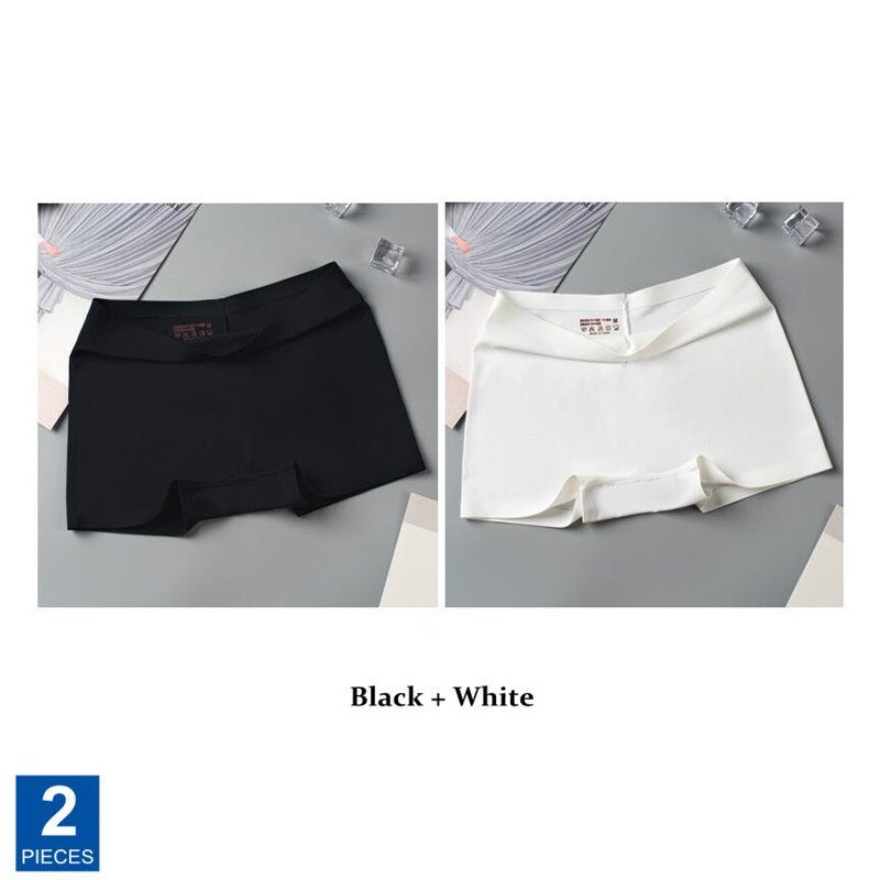 Cotton Crotch Underwear-Seamless Antibacterial Boxer Short Thin Safety Pants 2PC