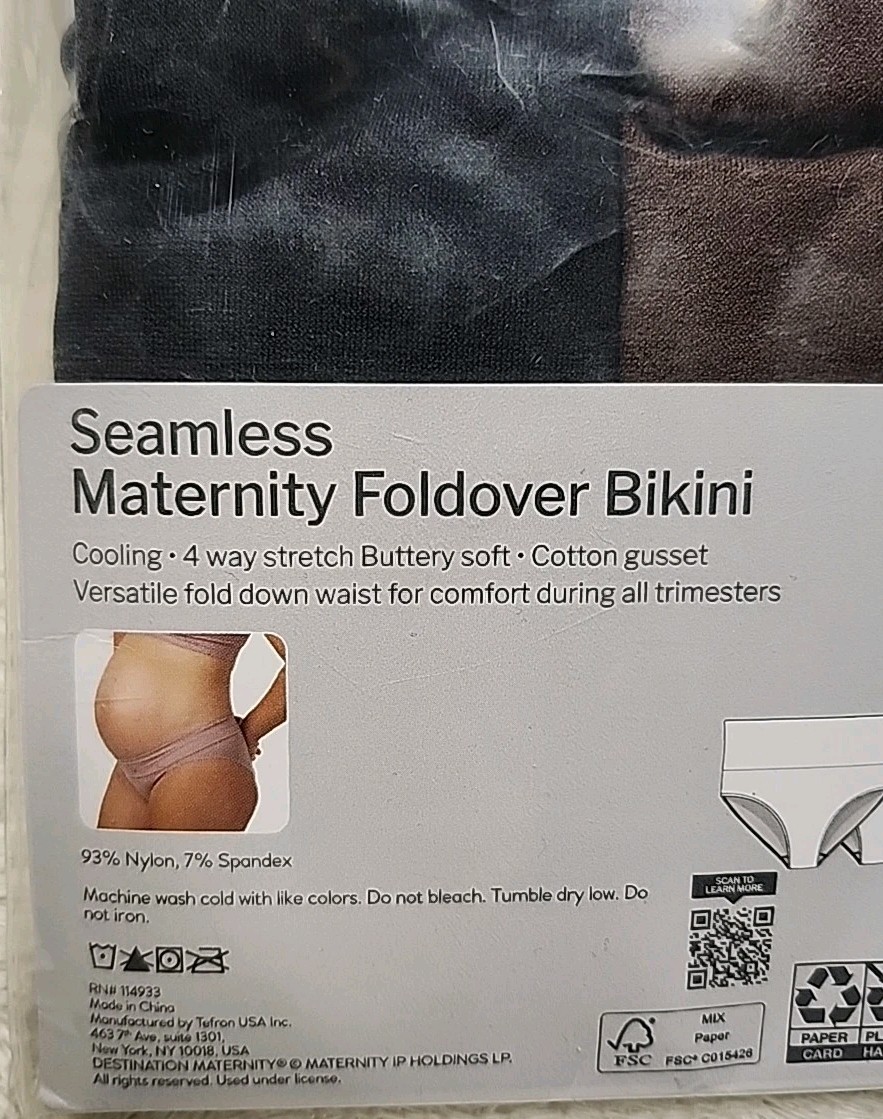 New Destination Maternity 3-Pack Seamless Foldover Bikini Panties Size Medium