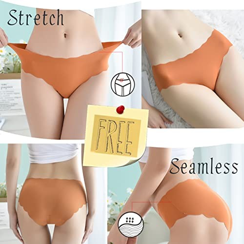 Women’s Seamless Hipster No Show Invisible Ice Silk Stretch Medium 6 Pack