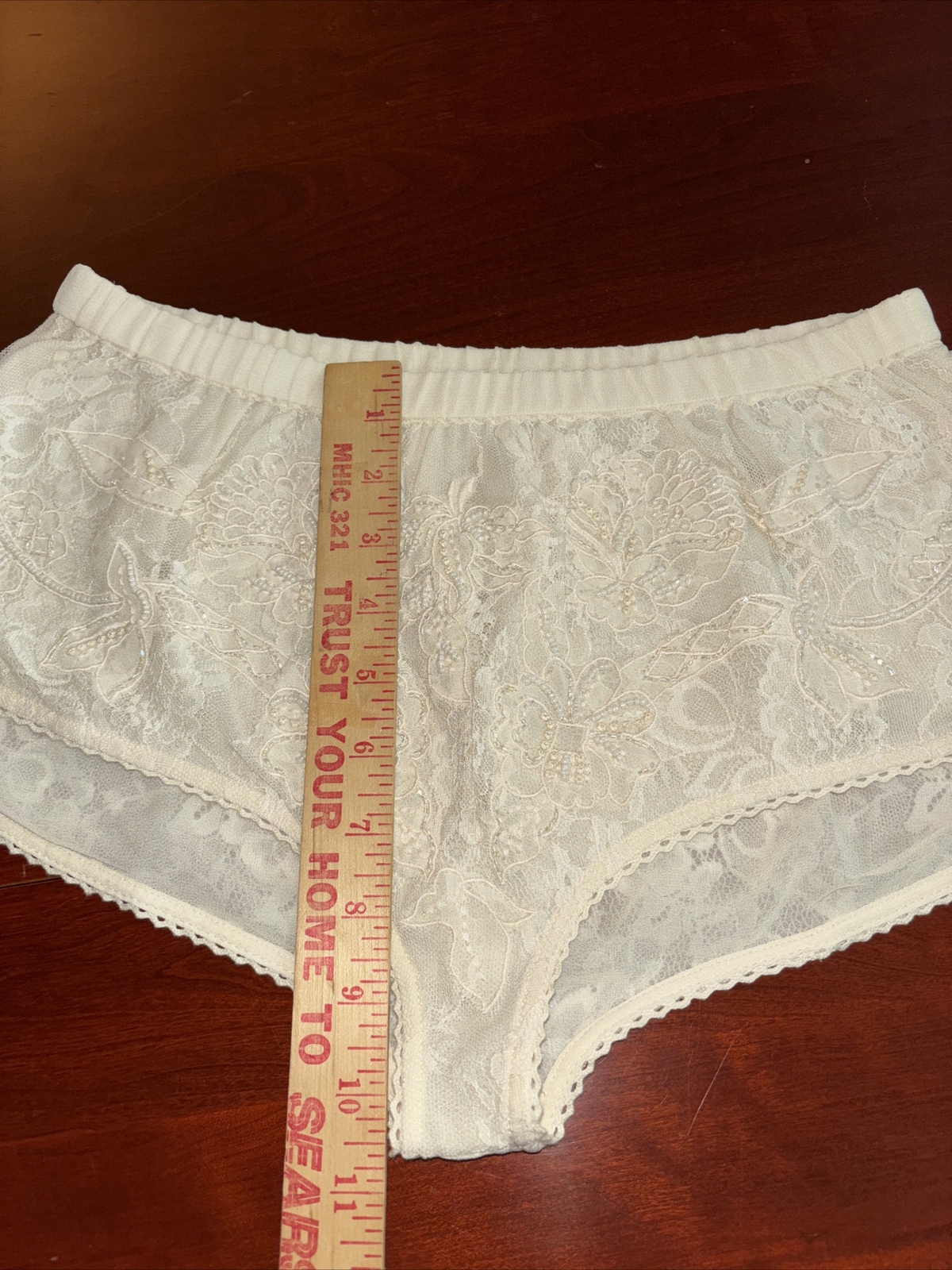Zara Cream Color Lace Beaded Panties Large Bridal NWOT