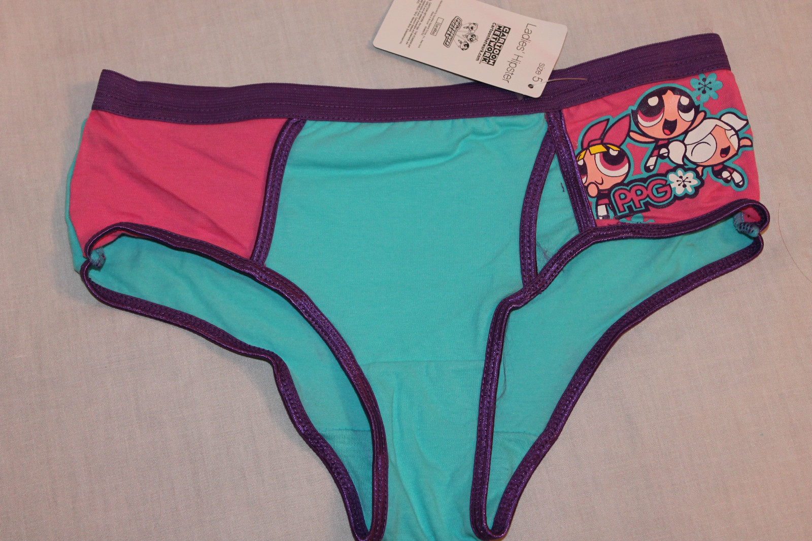 NEW WITH TAGS POWERPUFF GIRLS LADIES HIPSTER UNDERWEAR. PPG , SIZES 5, 6,7, 8