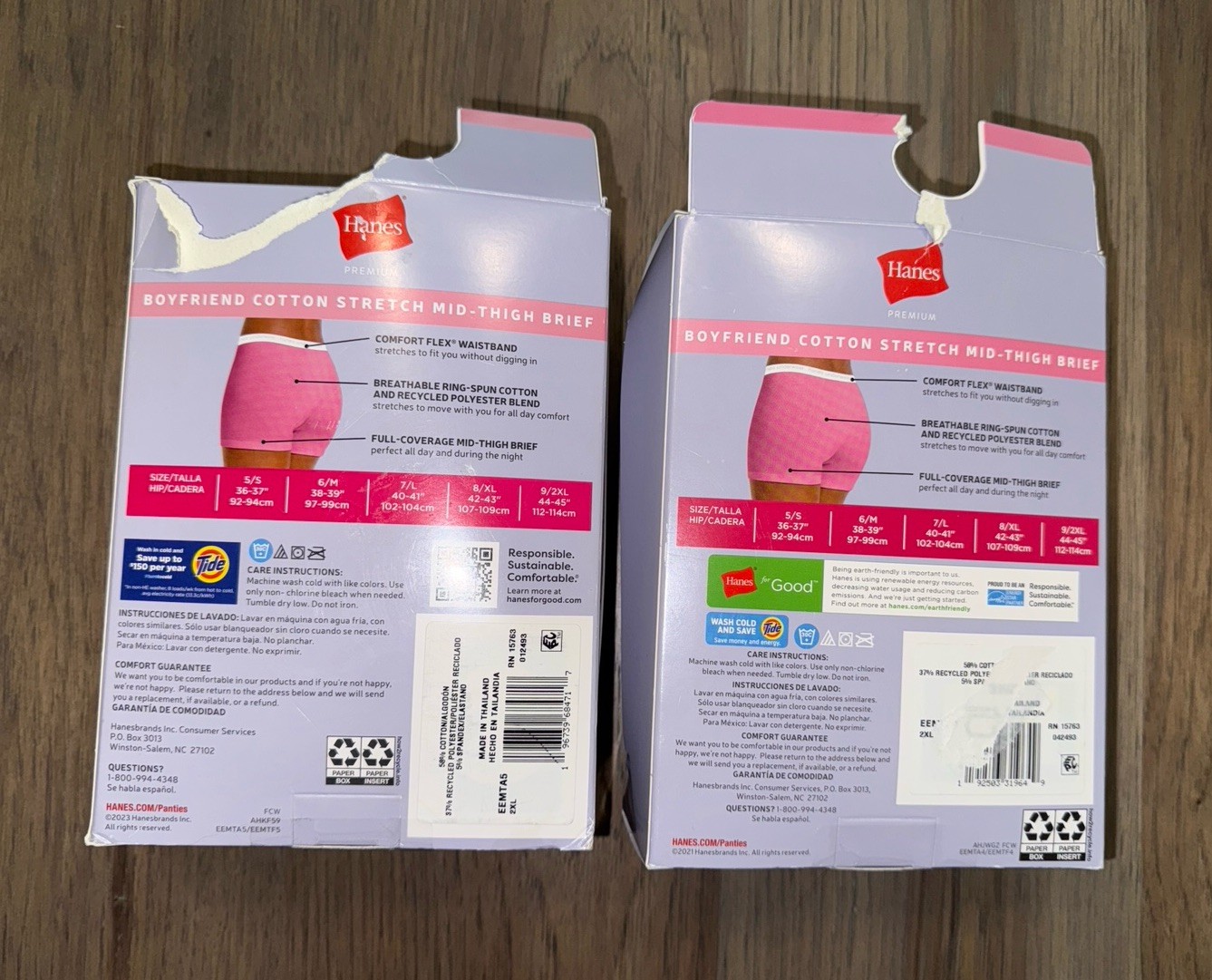 NWT Women’s 2-Pack Hanes Premium Boyfriend Mid-Thigh Boxer Briefs Size 9/2XL