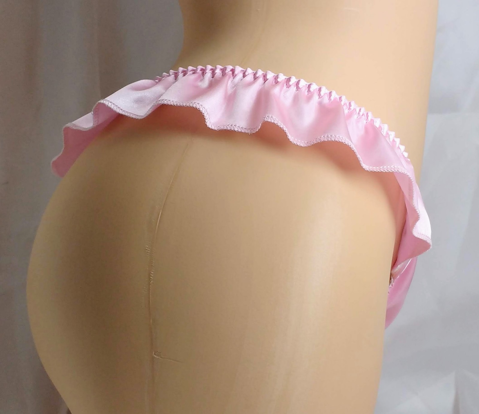 Pink Satin Flutter Thong panties VTG style.