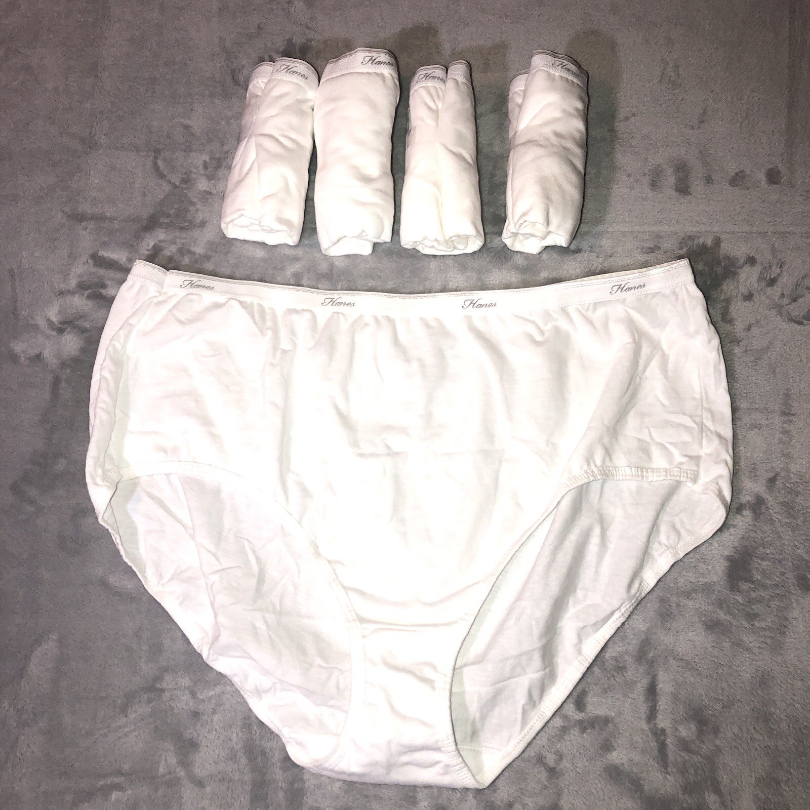 5 Pair Hanes Womens Size 10 3XL Briefs Panties White 100% Cotton Breathable NWOT