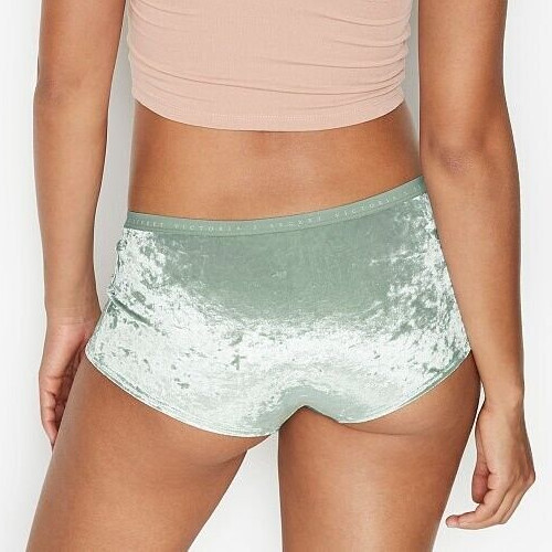 XL Seafoam Sage Dust Green FULL VELVET RARE Victorias Secret LOGO Shortie Pantie