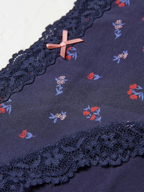 Fat Face Floral Stripe Short Knickers in Navy Blue