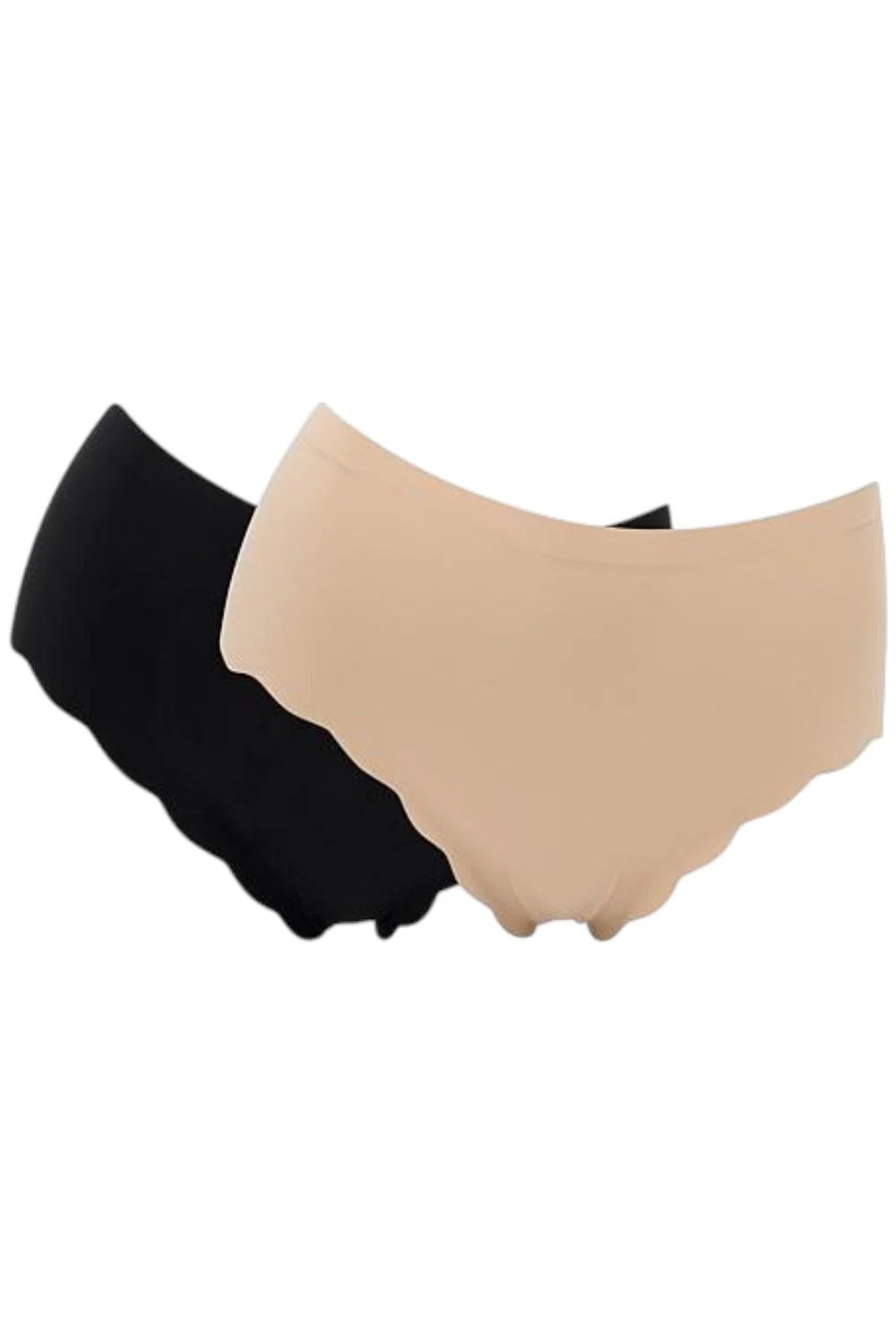 Rhonda Shear Women’s 2-pack Scalloped Leg Brief Black/Beige