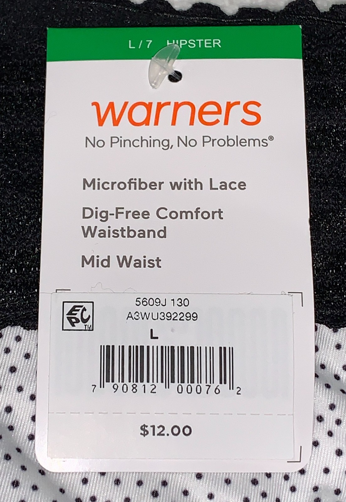 WARNERS No Pinching No Problems Lace White Black Hipster Panty Womens M L 2XL