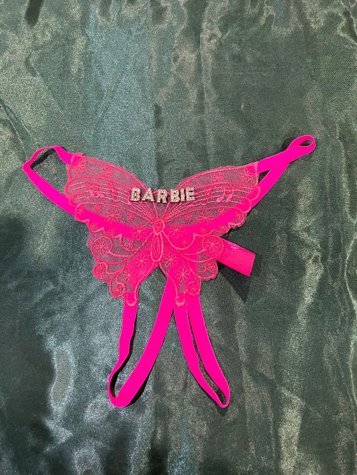 CUSTOM Butterfly Personalizable Chain Link Thong Panty Gift Present Purple PinK