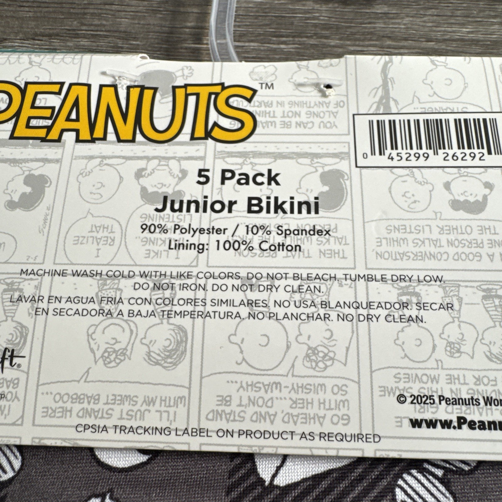 Peanuts Assorted 5 Pack Cotton Blend Bikini Panties XL