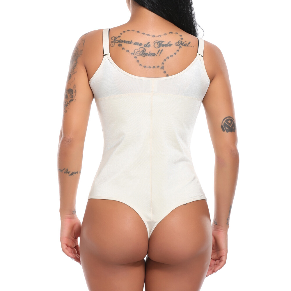 Women Latex Seamless Tummy Control Bodysuit Shapewear Thong Body Shaper Corset