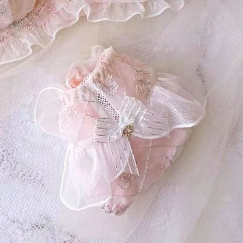 Floral Embroidery Briefs Mid Rise Ruffle Lace Underwear Panties Women Soft