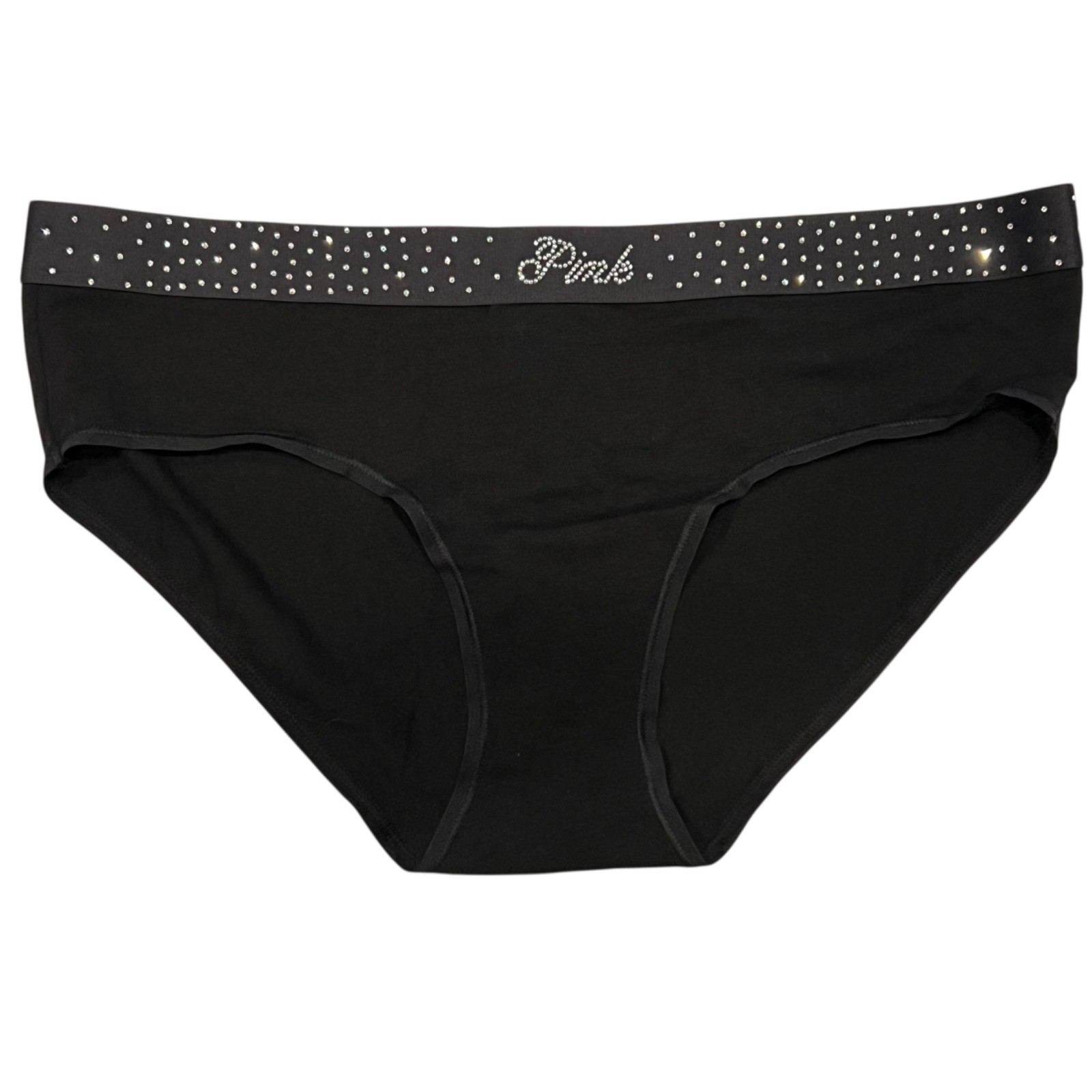 NWT VICTORIA’S SECRET PINK Hipster Pantie Sz XS-L-XL-XXL Black Bling