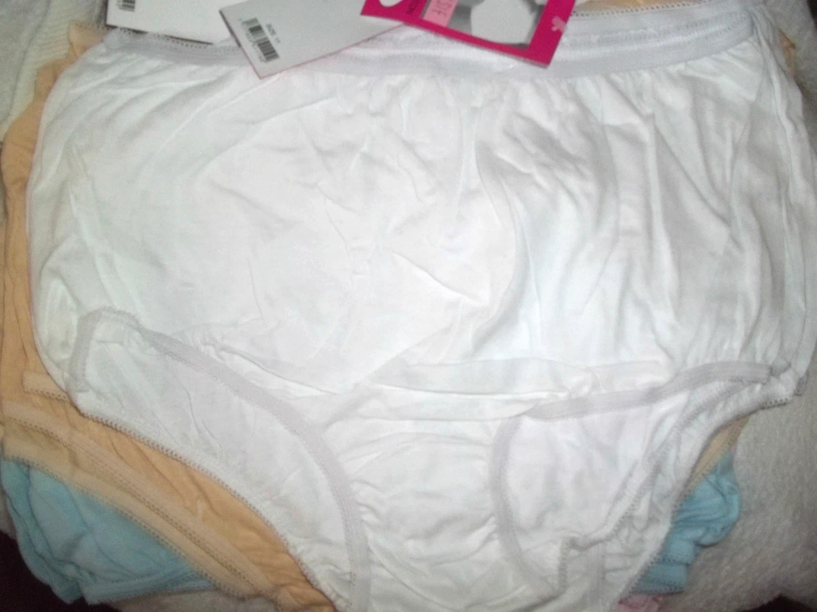 ELSIE LOT 4 COTTON 100% BRIEF PANTIES WHITE PINK CREAM BLUE MIX SIZE 13 or 6X