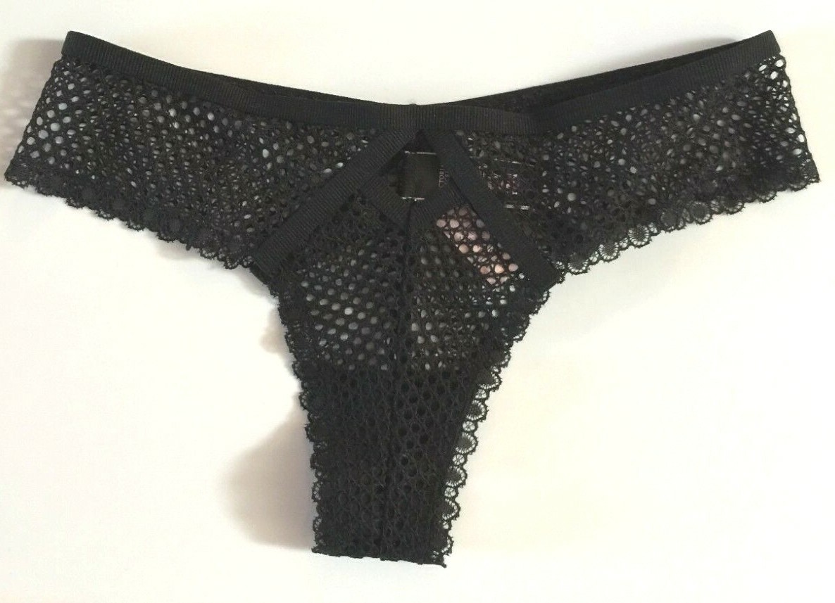 Victorias Secret Black Fishnet Brazilian Panties Size S Very Sexy Split Waist