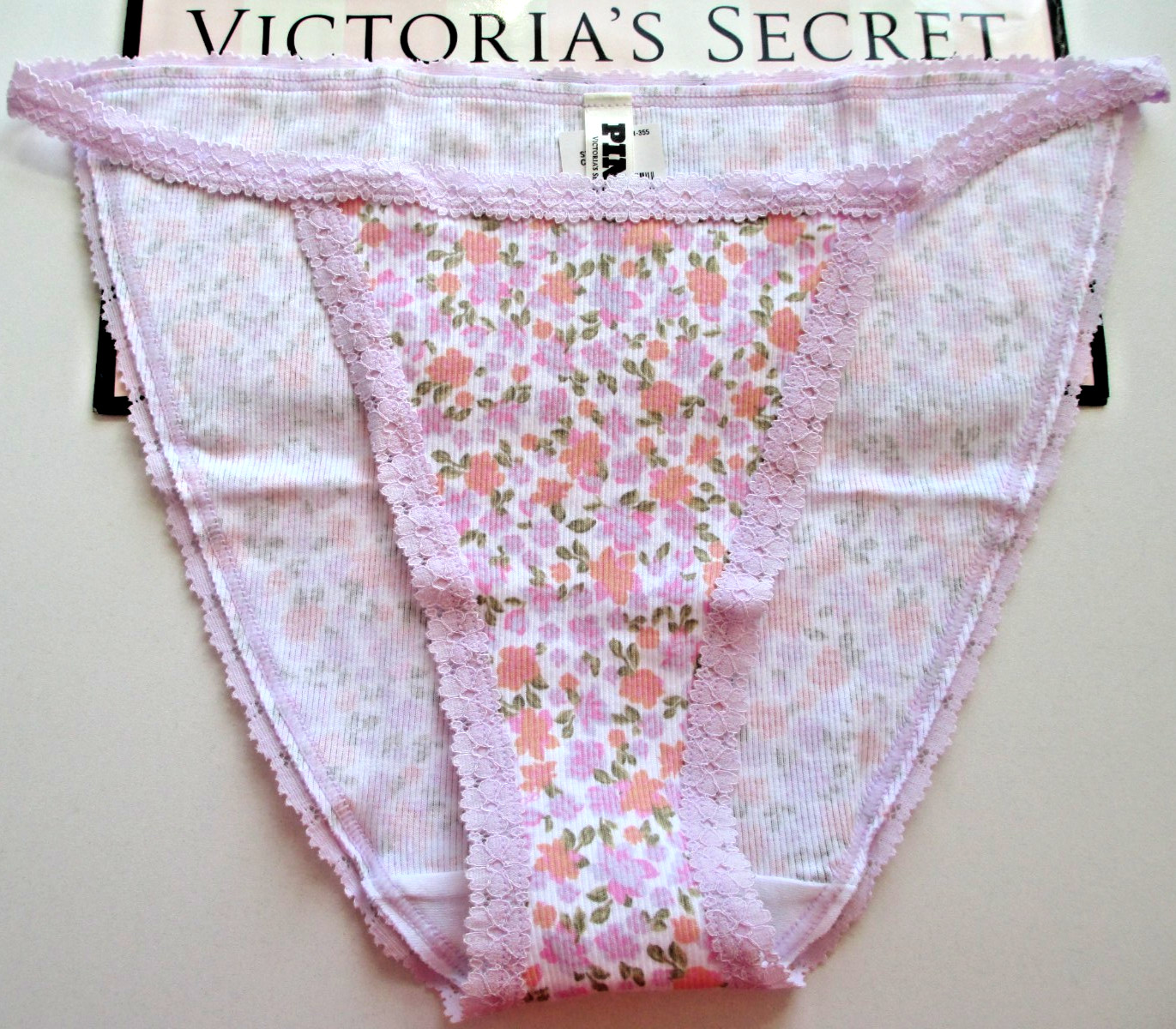 VICTORIA’S SECRET PINK Cotton String Bikini Panty S M L XL Purple NWT Lace Trim