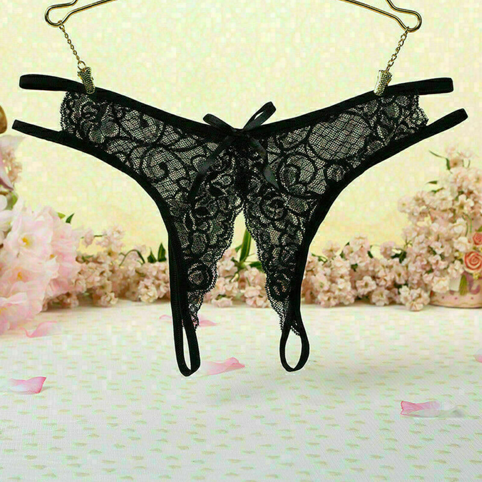Women’s Floral Panties Crotchless Underwear Thongs Lingerie G-String Lace Briefs