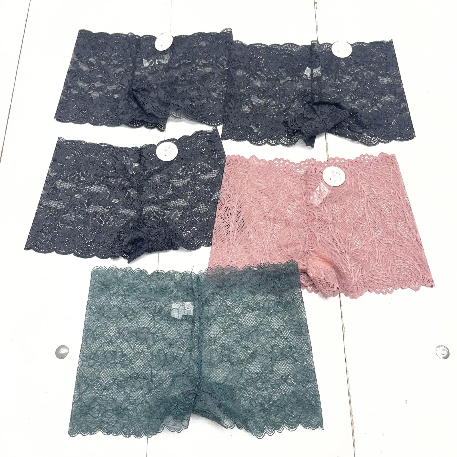 Boyshort Panties Womens Large Multicolor Lace 5 Pack Stretch Underwear
