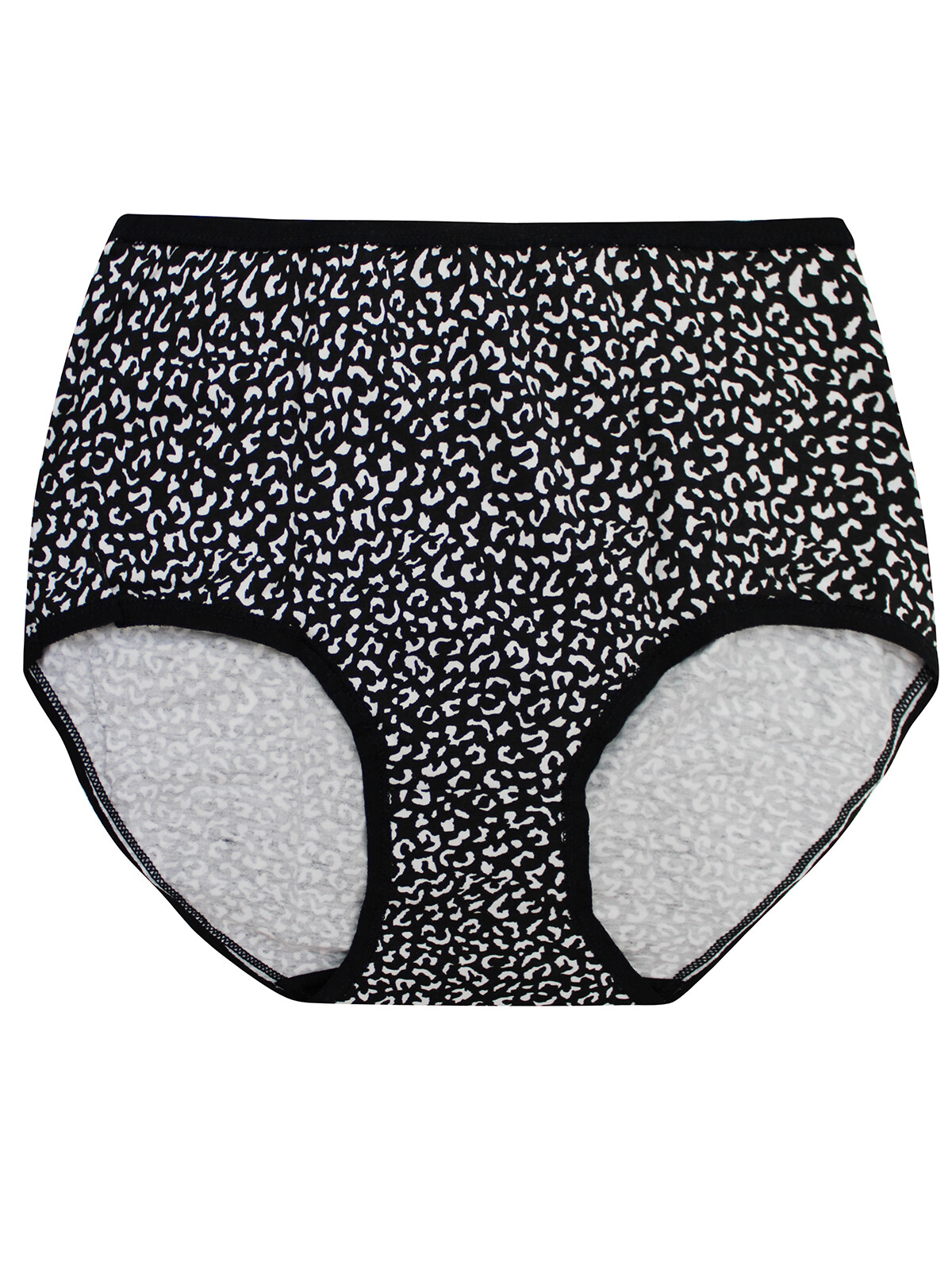Women’s Black & White Cotton Rich Animal Print Midi Briefs underwear Size 8-16