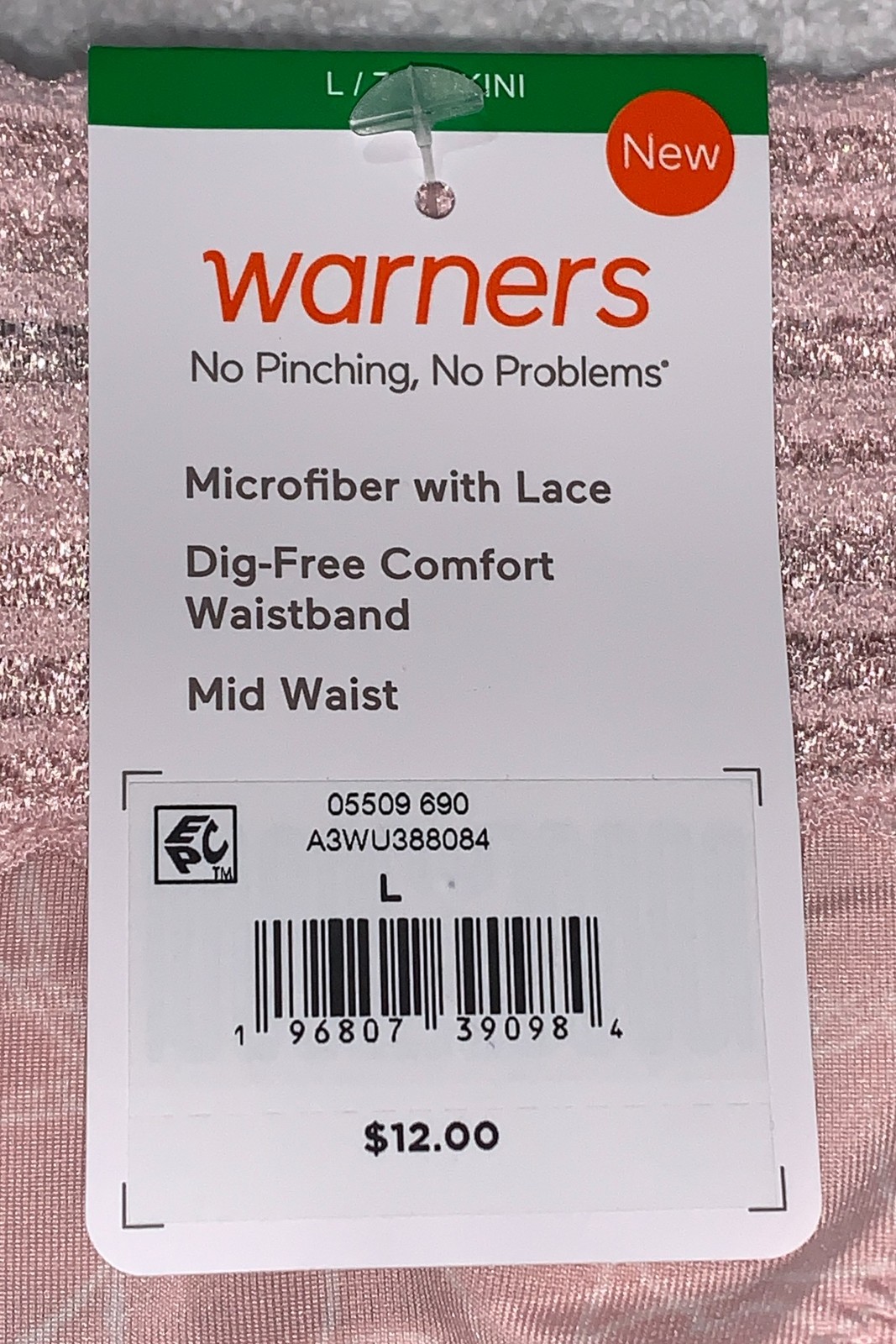 WARNERS No Pinching No Problems Lace Blush Chalk Bikini Panty S M L XL 2XL 3XL