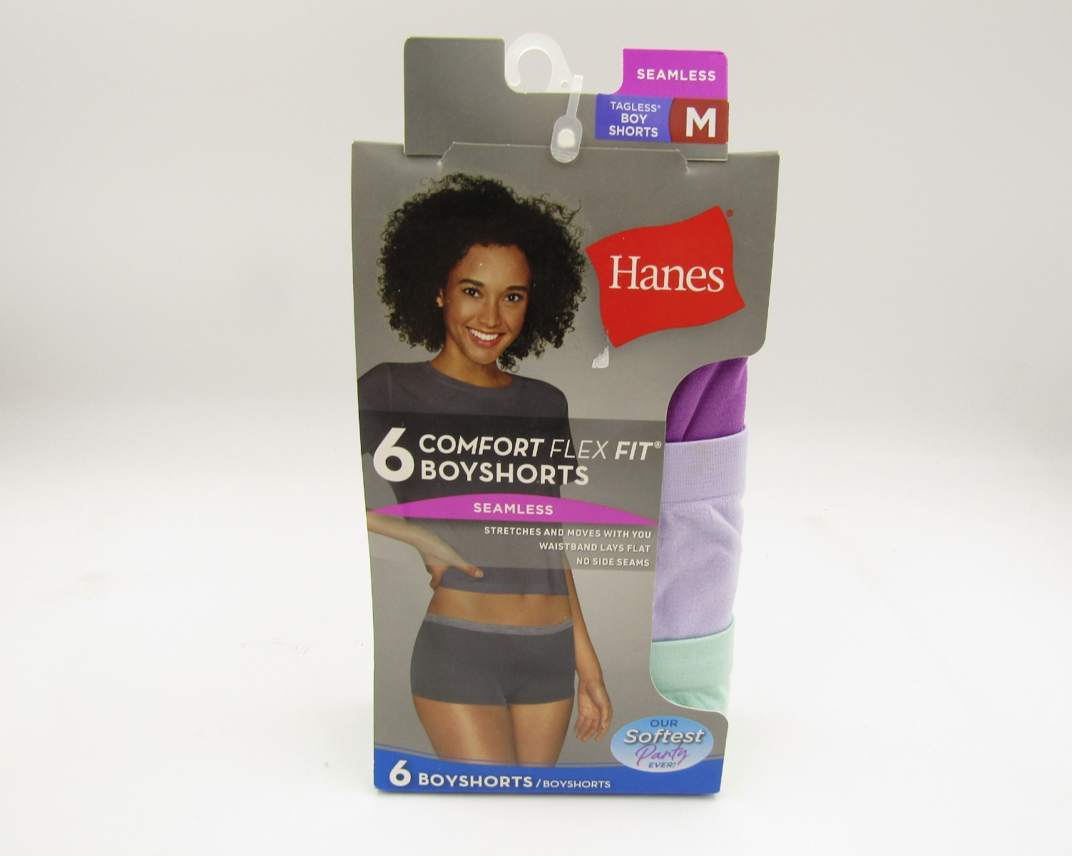 Hanes Underwear Womens 6 Medium Boyshorts Seamless Nylon Stretch 6 Pairs