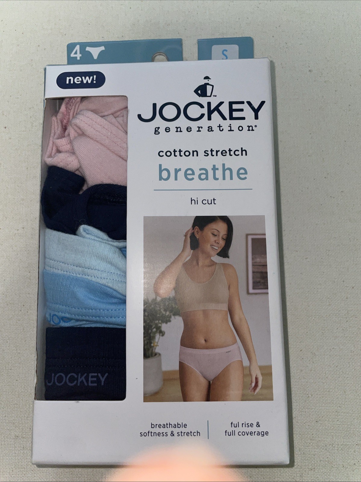 Jockey Women’s Brief Panties Cotton Stretch Hi Cut Small 4 Pair Brand New In Box