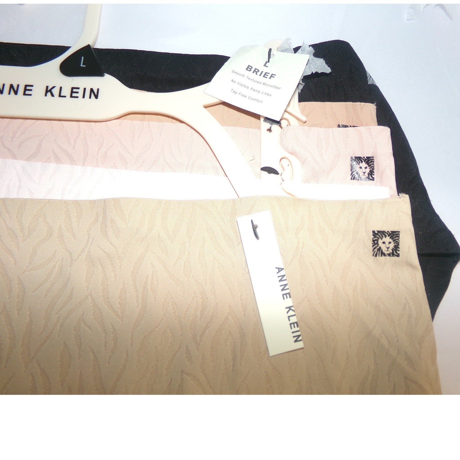 Anne Klein Womens 5 Pack Brief Panties Textured Microfiber No Show Tan Black L