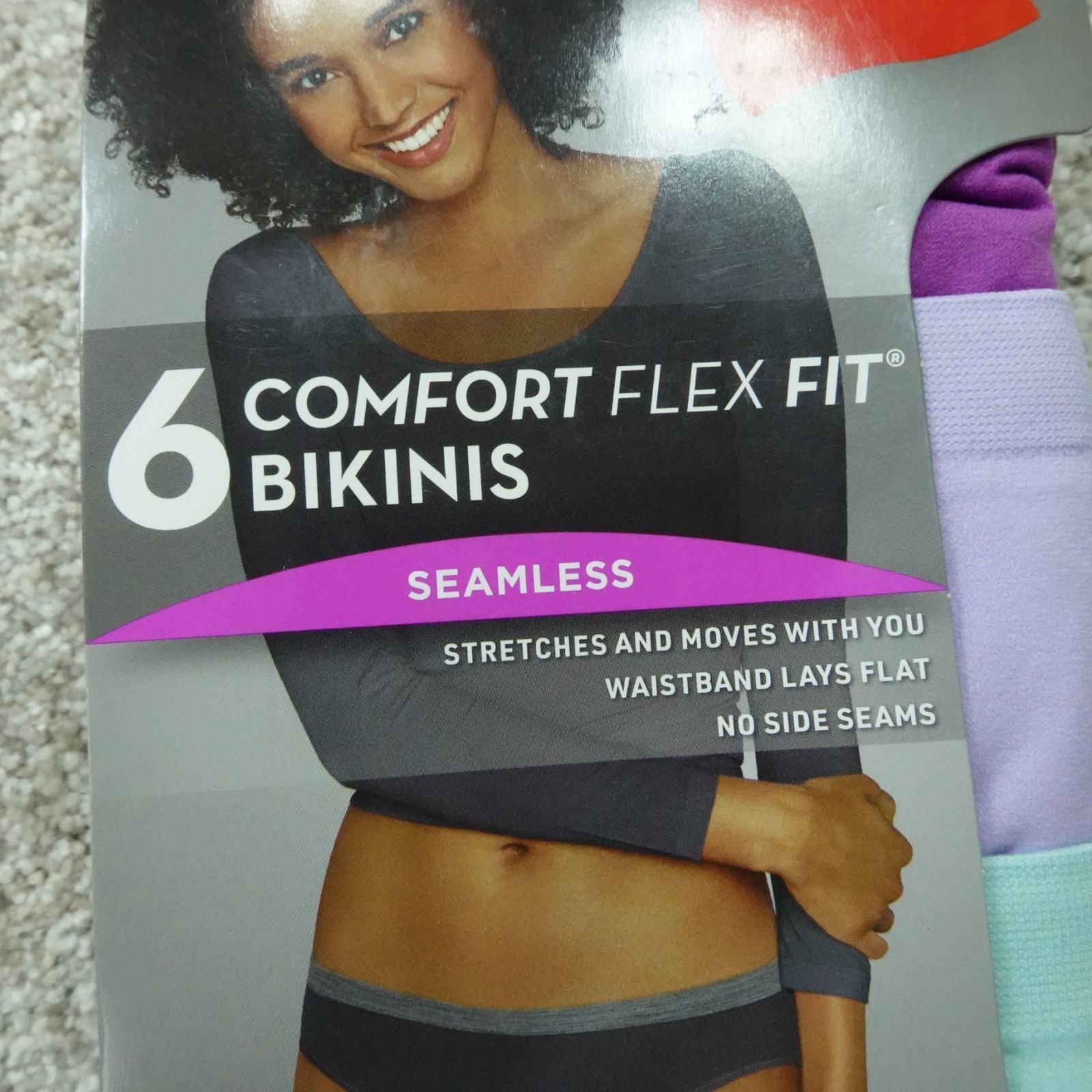 Hanes Underwear Womens 7 Large Bikinis Solid Comfort Flex Fit Seamless 6 Pairs