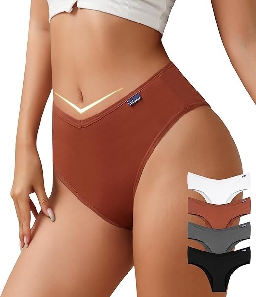 High Waisted Cotton Bikini Underwear for Women Sexy High Cut Cheeky Panties Ladi