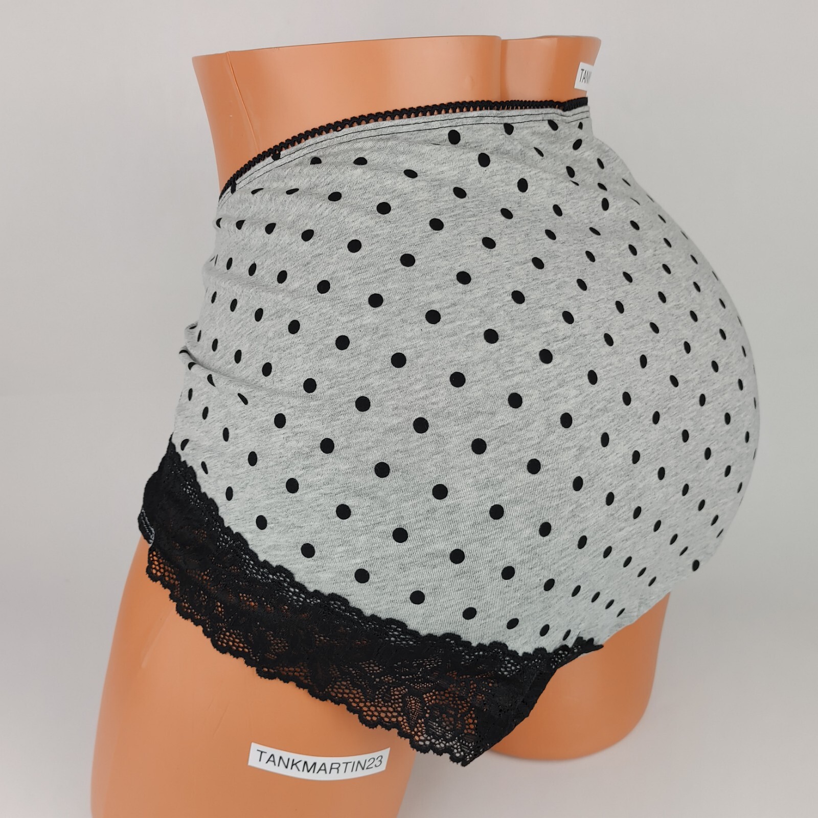 NWT LANE BRYANT CACIQUE 22/24 COTTON FULL BRIEF PANTY GRAY BLACK POLKA DOT PLUS