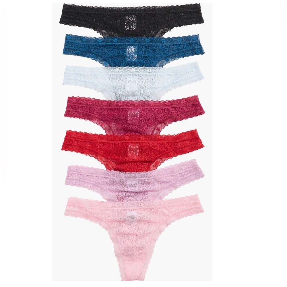 Nordstrom 7 Pack Day of the Week Thong Panties, Size Medium, Multi Color NWT