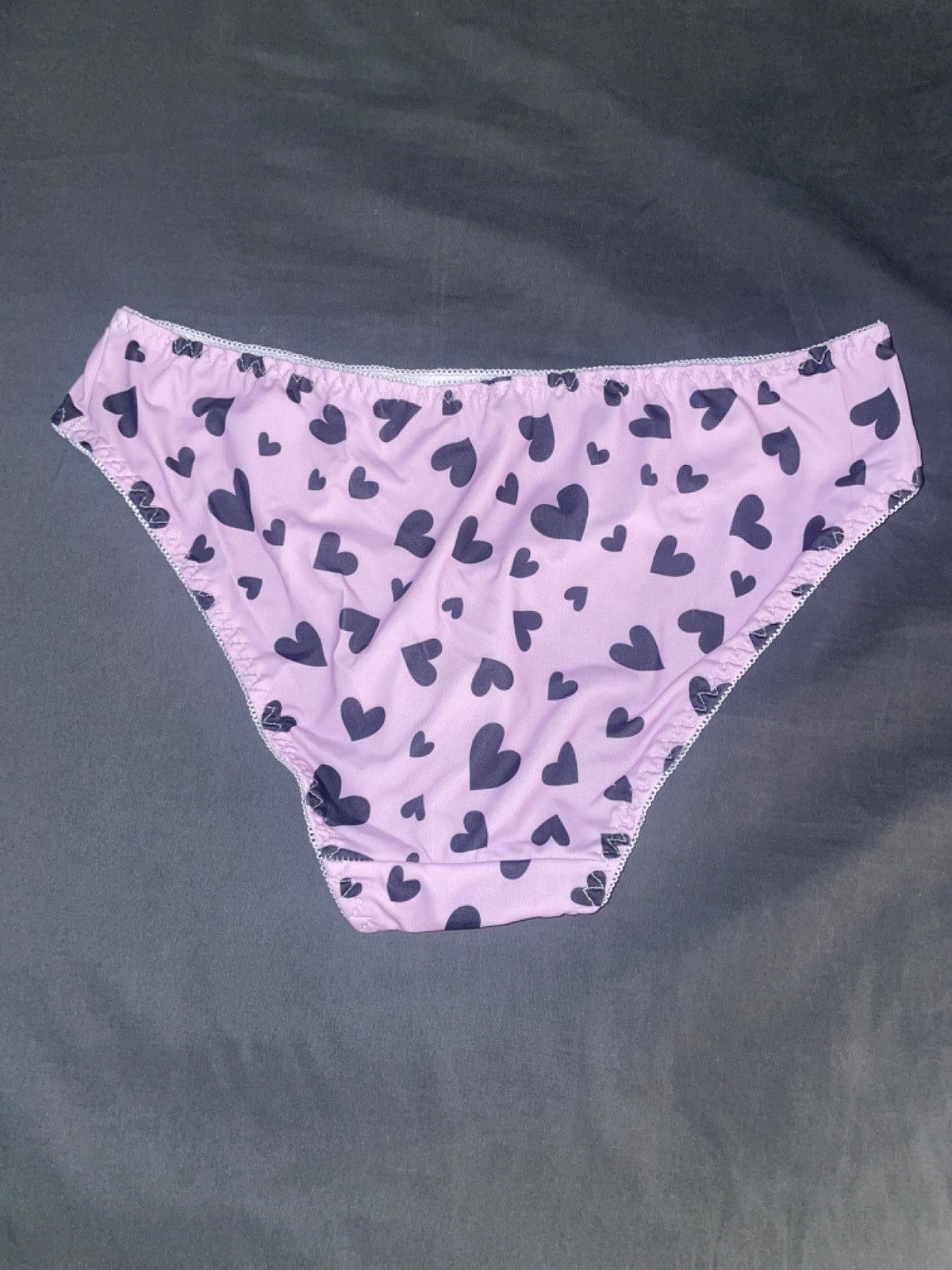Lavender Satin Bikini Panties with Red Hearts Size 6