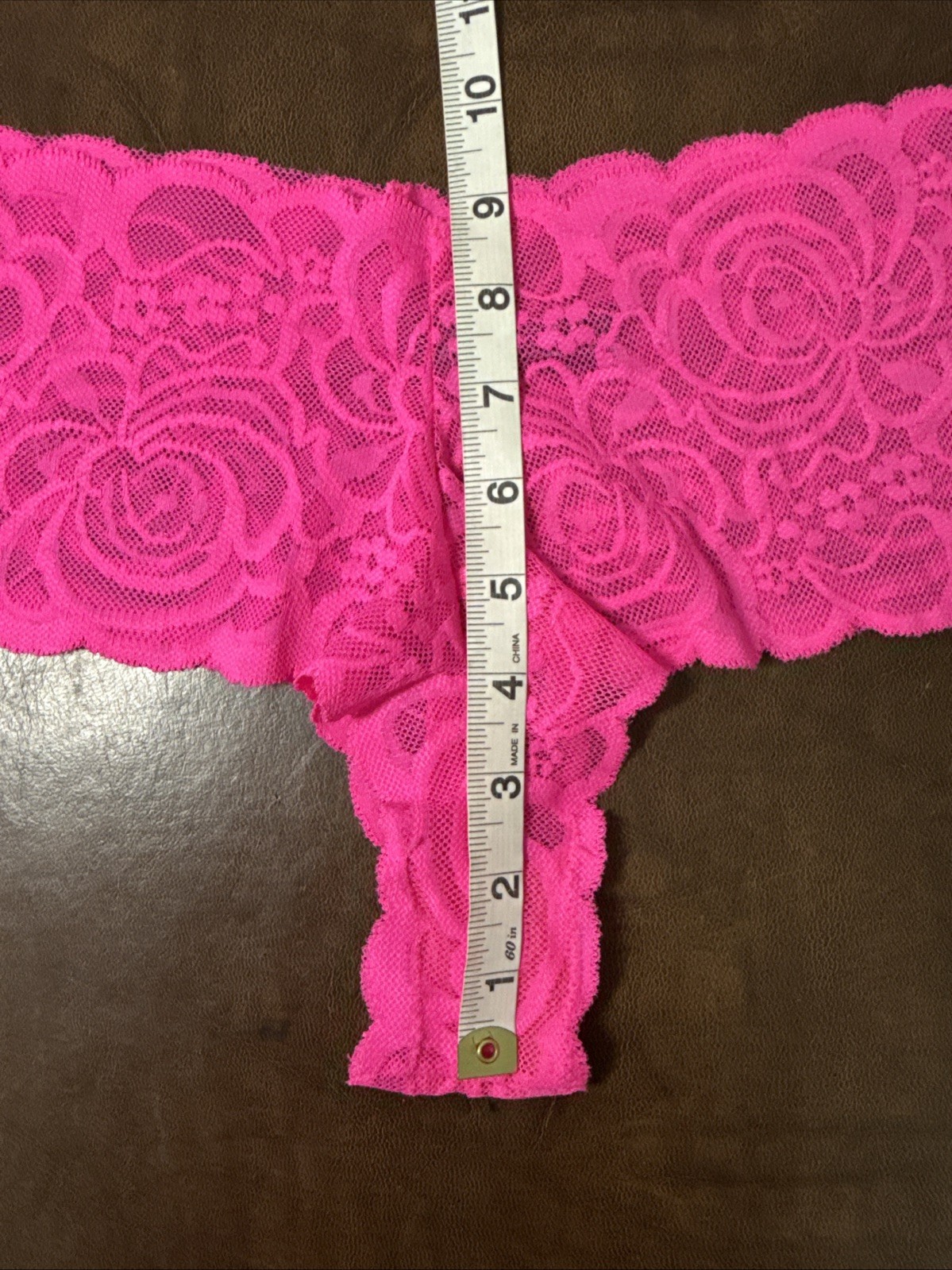 Vintage Smart Sexy Neon Pink Stretch Sheer Floral Lace Bikini Panties Sz 2XL / 9