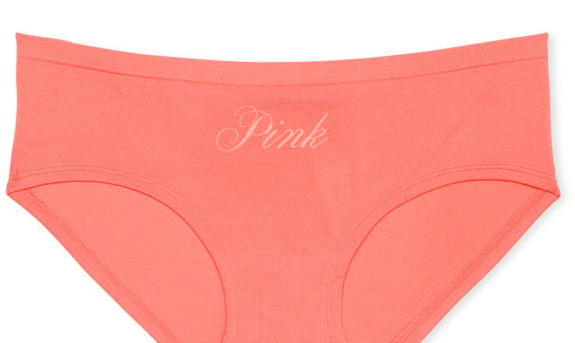 L Bright Coral Orange Seamless Victorias Secret PINK Hipster Hiphugger Pantie