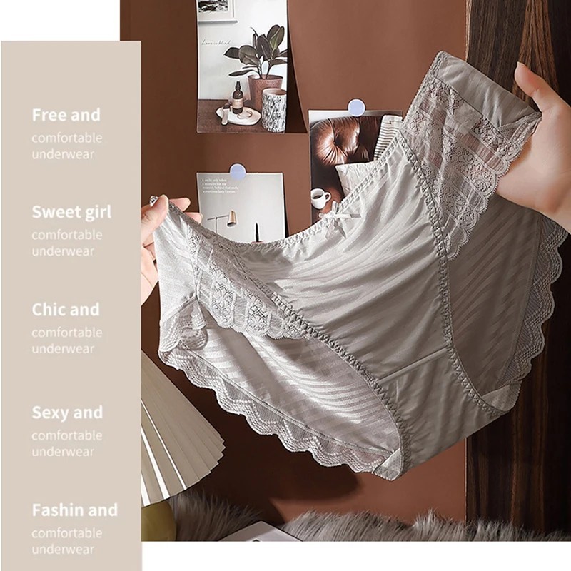 Plus Size Silk Satin Silky Women Briefs Knickers Sexy Underwear Lace Panties UK