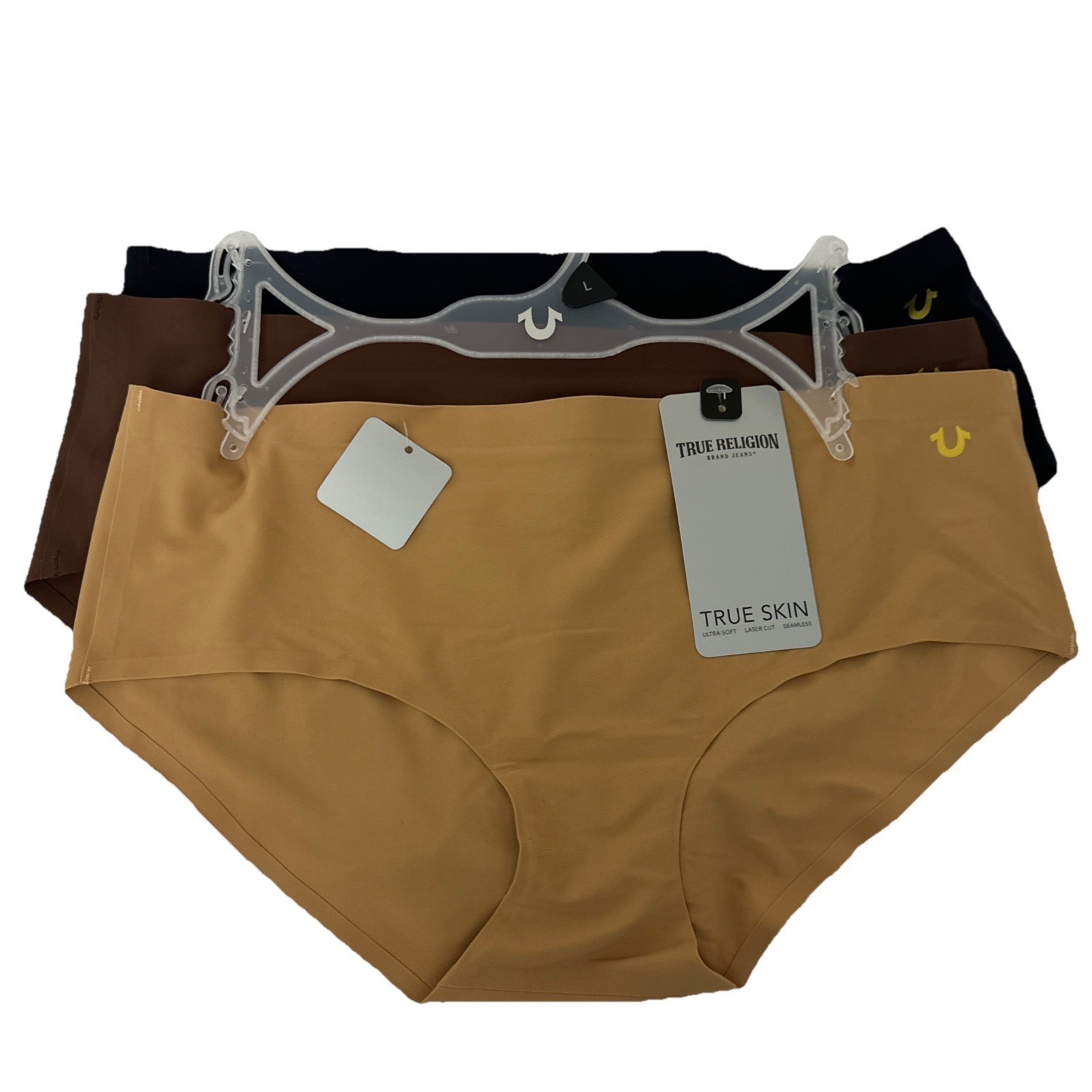 TRUE RELIGION 3-Pair TRUE SKIN hipster Soft Laser Cut Seamless Logo Size L