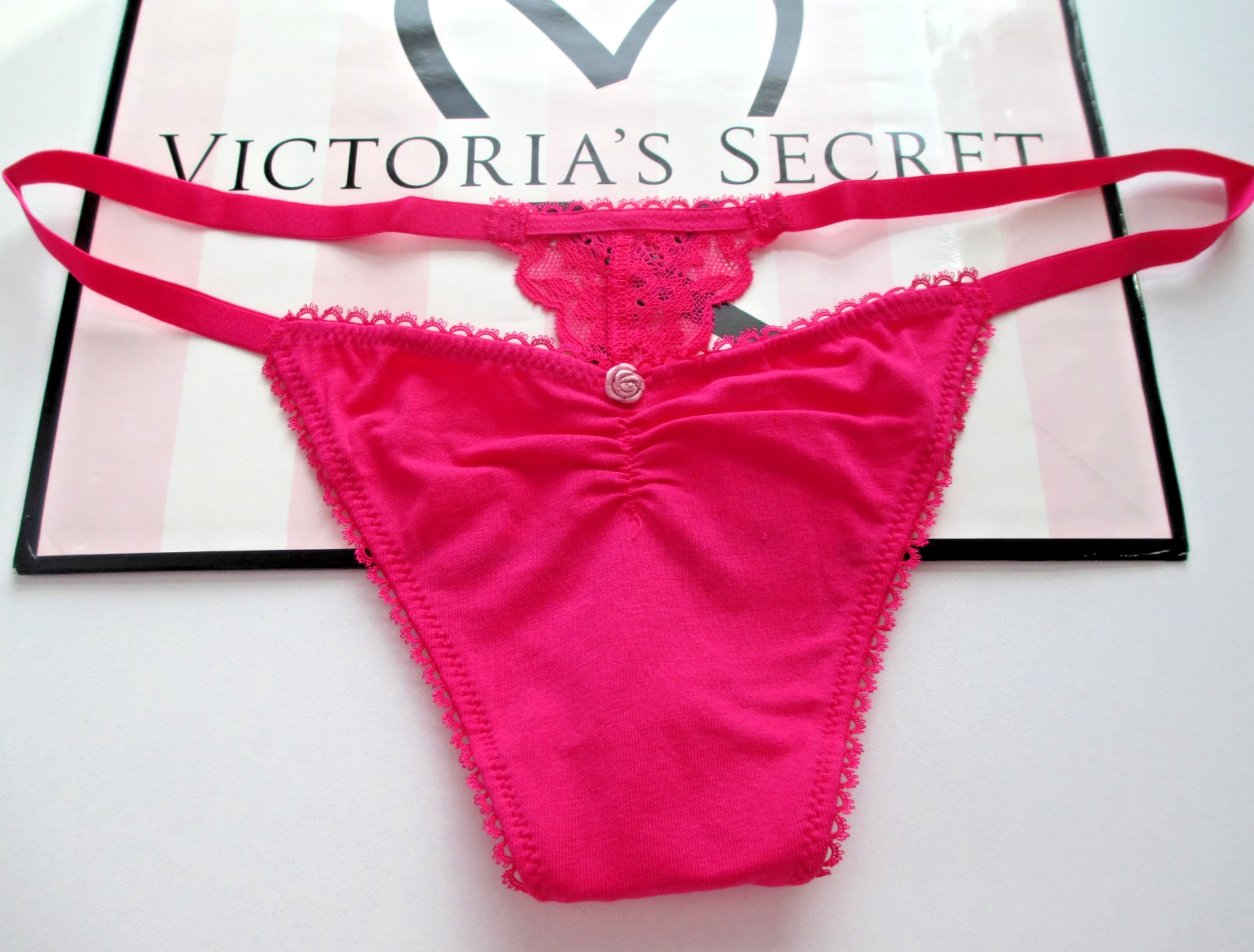 VICTORIA’S SECRET Cotton V-String Thong Panty S M L XL Pink NWT VS FREE SHIP 4+