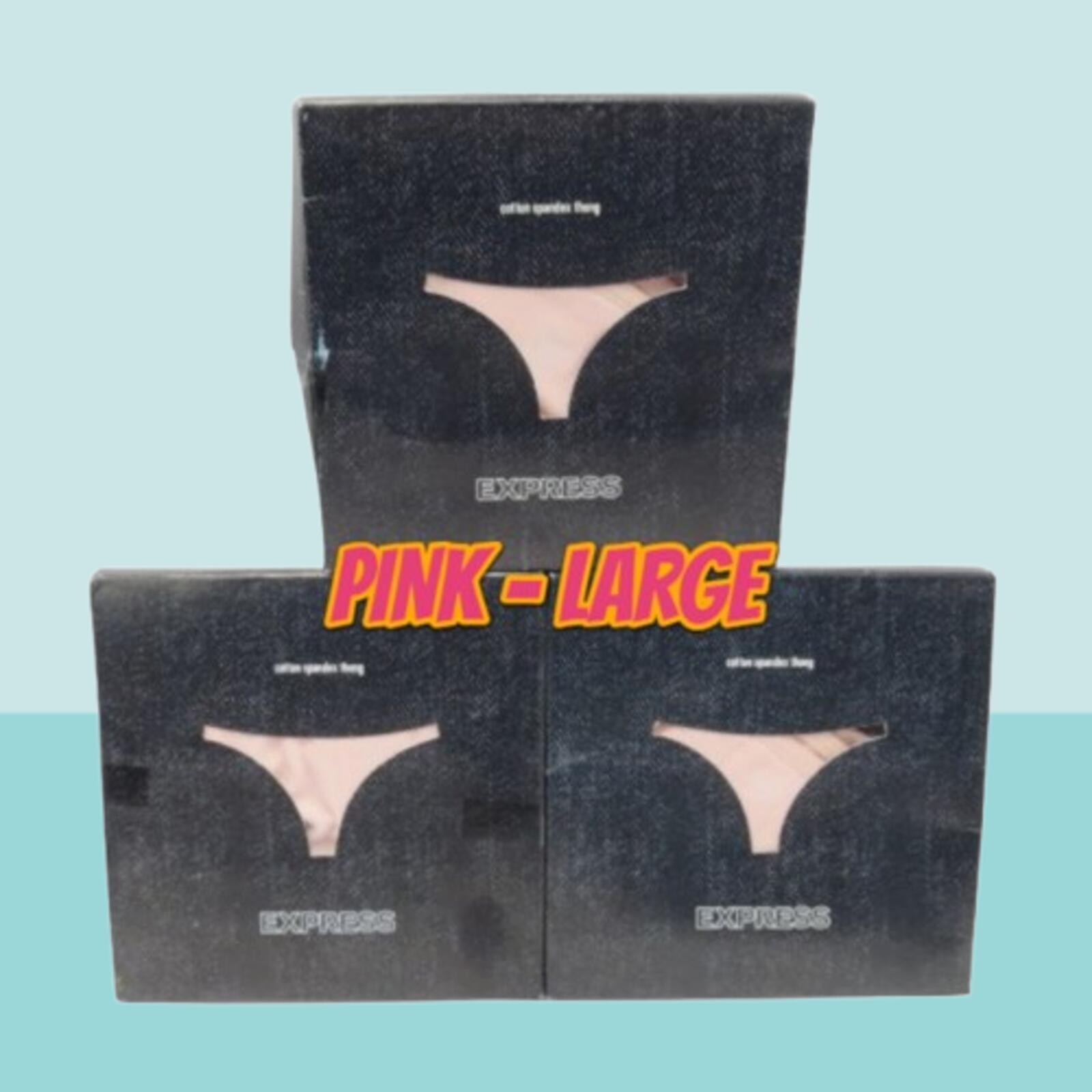 EXPRESS INTIMATES COTTON SPANDEX THONG PANTY PINK SIZE LARGE BOXED LOT OF 3