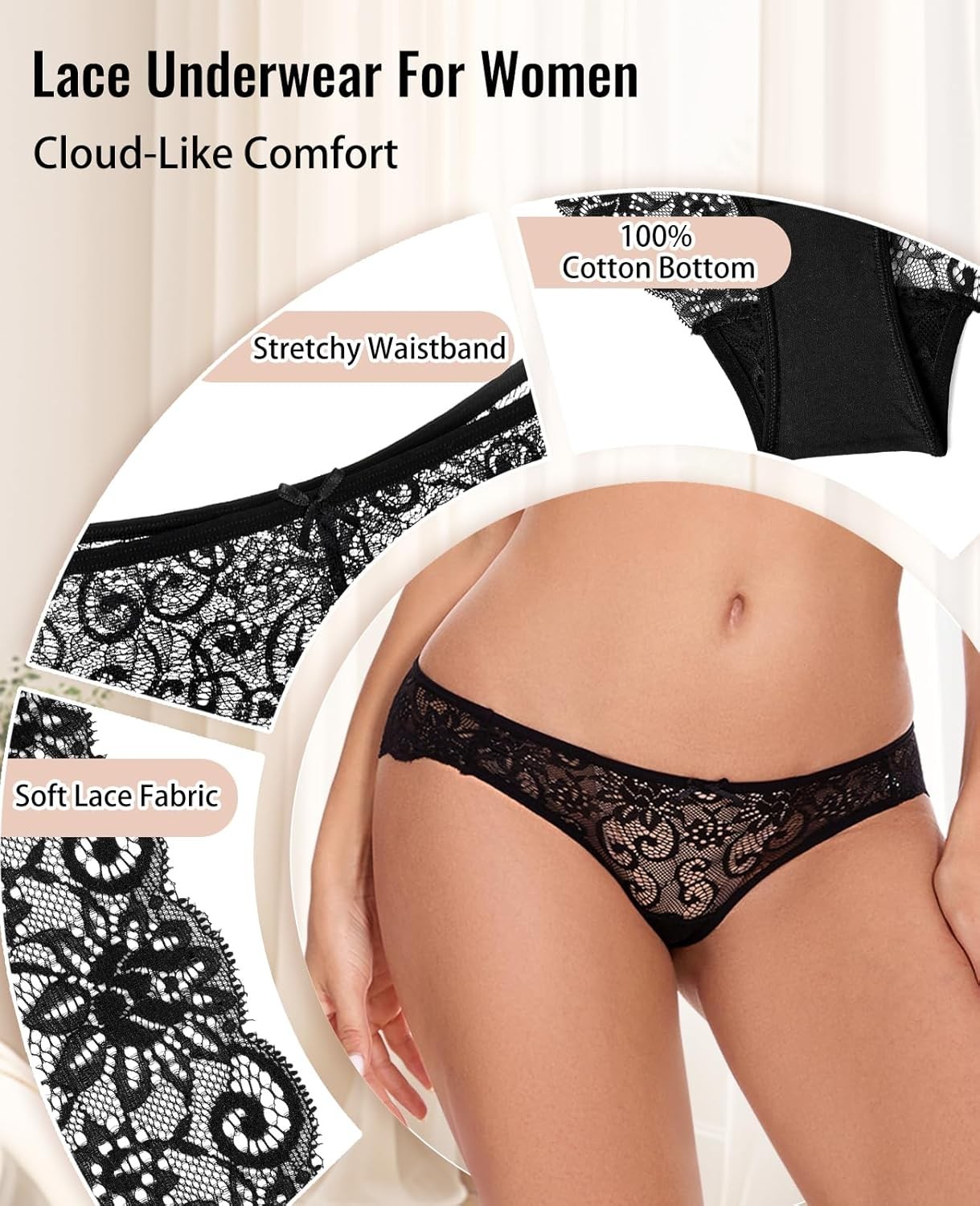 Everyday Elegance: 6-Pack Sexy Lace Bikini Panties for Fashion-Forward Women