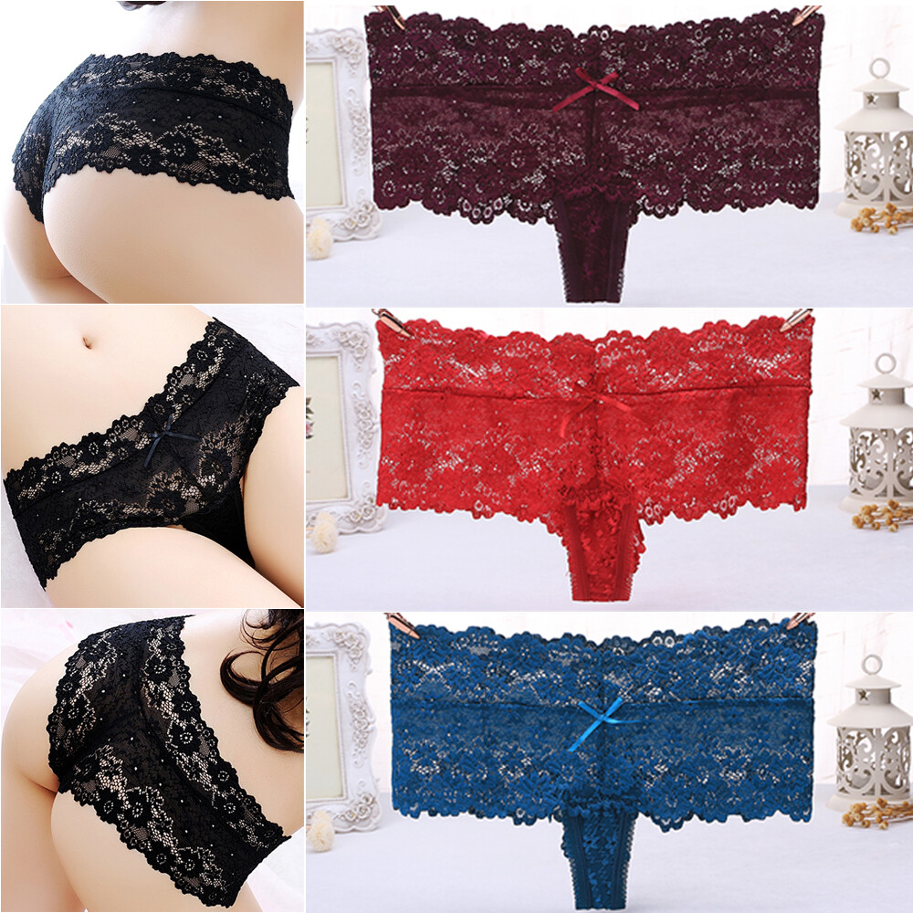 1/3/6 Packs Women’s Thong Underwear Exotic Sexy Briefs Panties Lace Intimates US