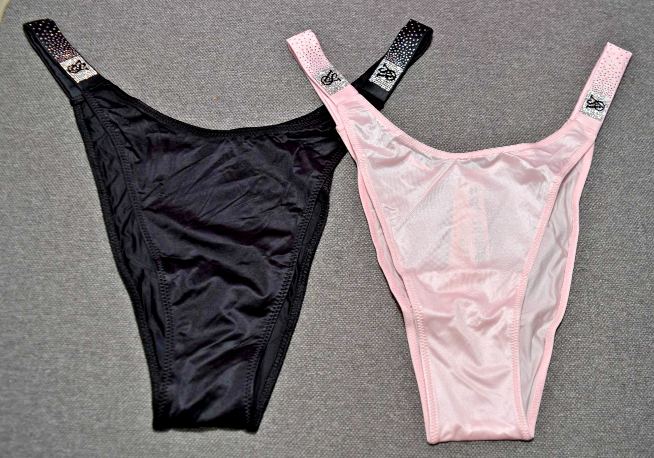 2 NWT Victora’s Secret Very Sexy Shine Satin Brazilian Bikini Panty Lot Large
