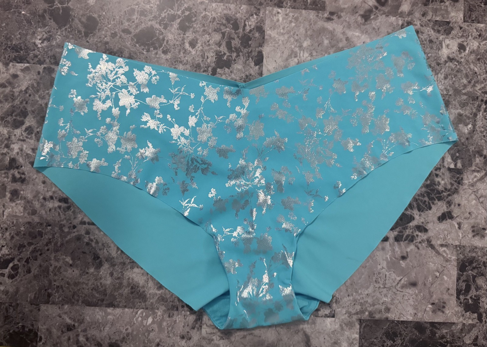 NWT VICTORIA’S SECRET XL SMOOTH TEAL SILVER FLORAL NO SHOW HIPHUGGER PANTIES