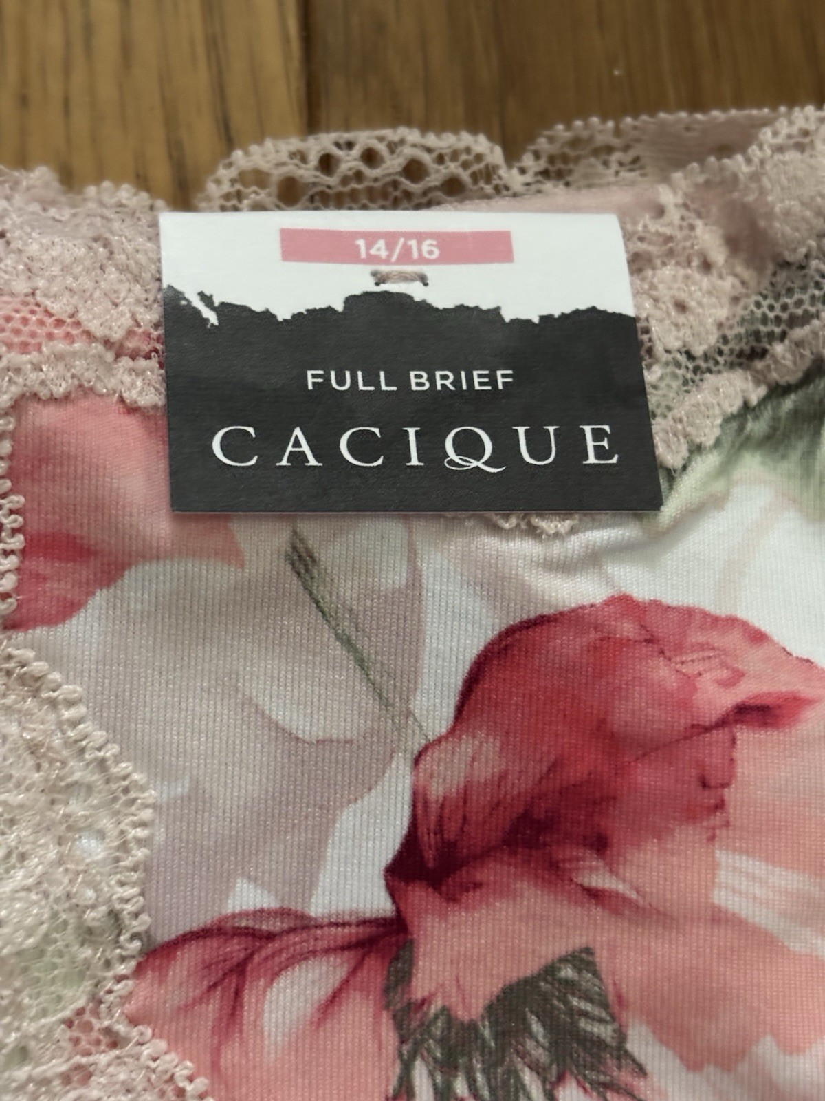 Plus Size 14/16 Lane Bryant Cacique Lace Trim Full Brief Panty Cream Dusty Blush