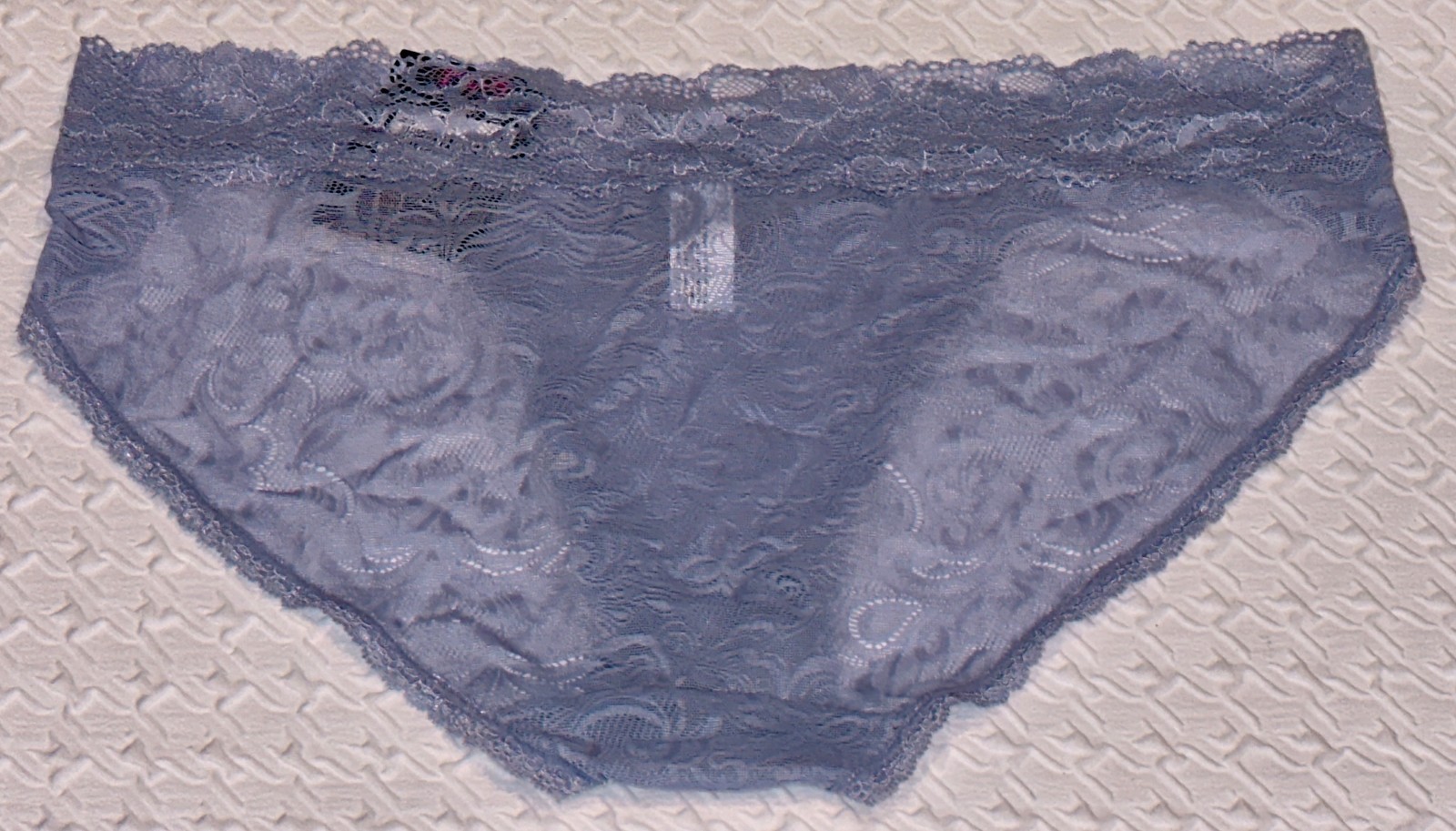 MAIDENFORM Luxurious Stretch Lace Silver Blue V Waist Bikini Panty Womens S XL