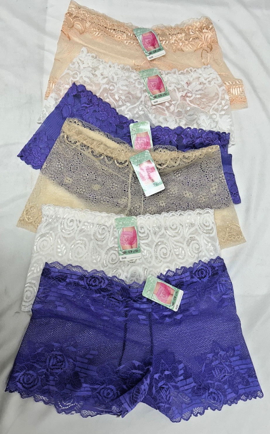 Women’s Lace Boyshorts 6 Bikini Panties Boy Short Cheeky Underwear XS 22″-24″