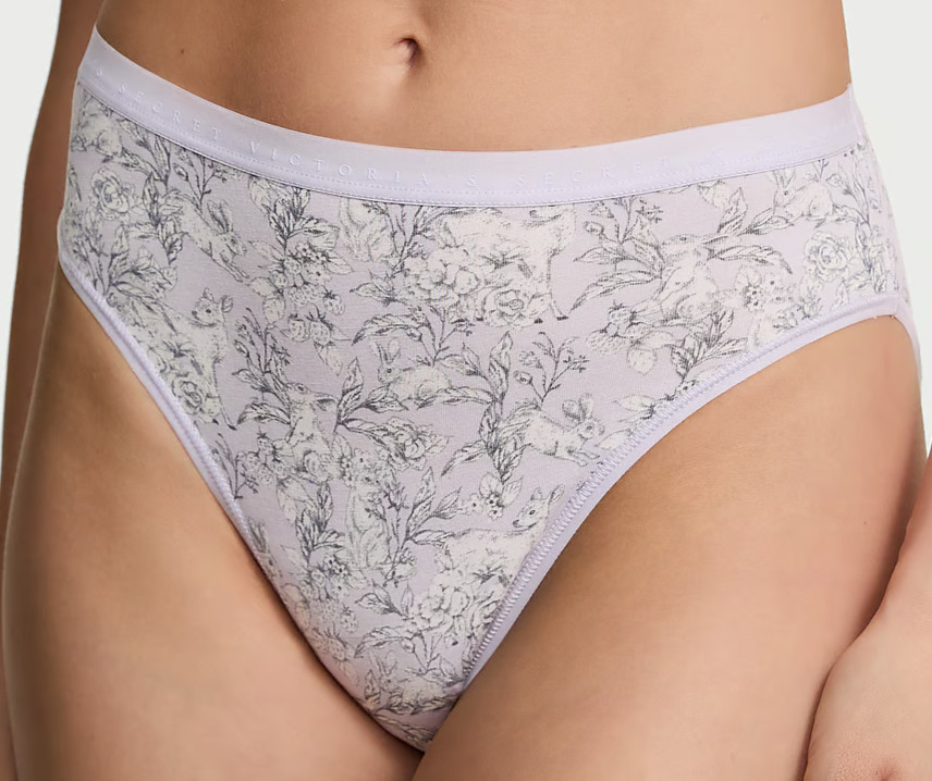 M L XL Lilac Rabbit Deer Cotton Victorias Secret High-Leg Waist Brief Pantie