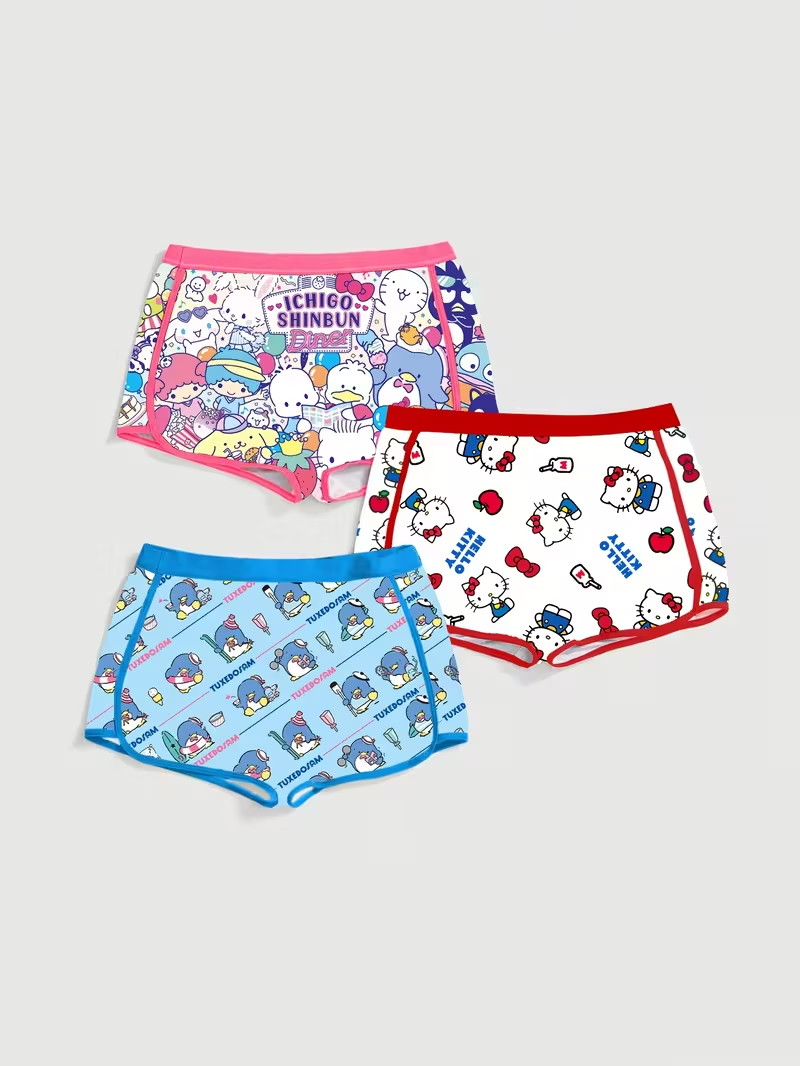 Sanrio Hello Kitty Tuxedo Sam Cartoon Cute Kawaii Boyshort Panties – Pack of 3