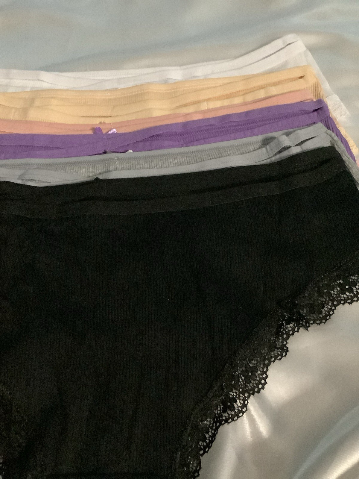 Women’s Teens Comfort Briefs Hollow Back Black Gray Purple Yellow Pink 6pk L
